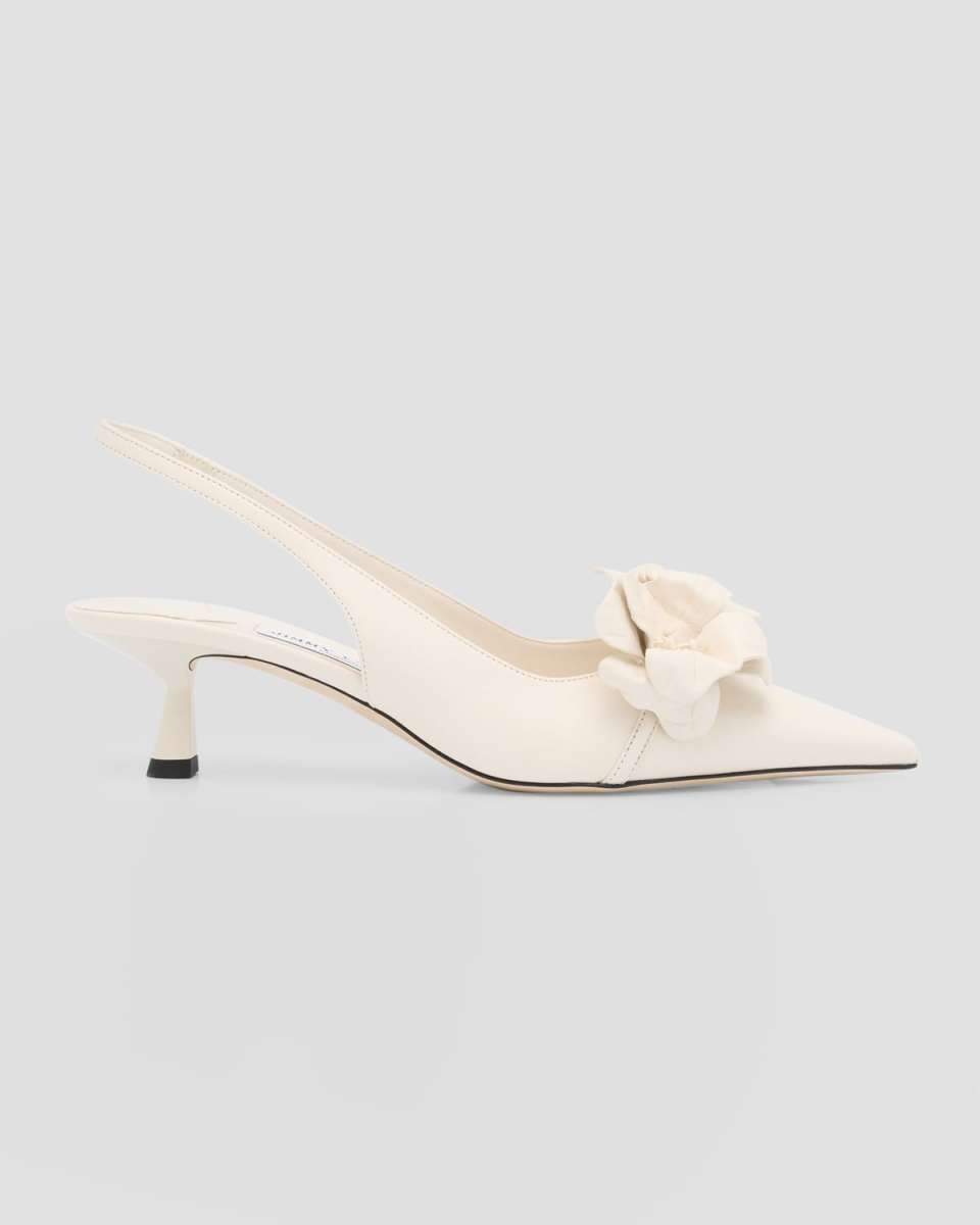 Amita Leather Flowers Slingback Pumps